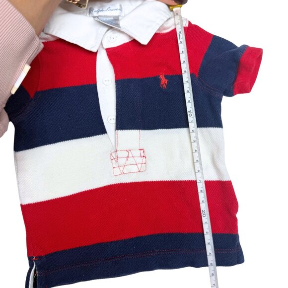 Ralph Lauren Baby Polo Shirt 3M Red White Navy Stripes – Toddler / Infant - Picture 8 of 11